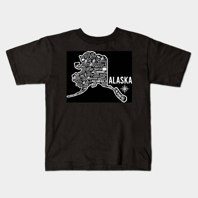 Alaska Map Kids T-Shirt by Whereabouts Shop